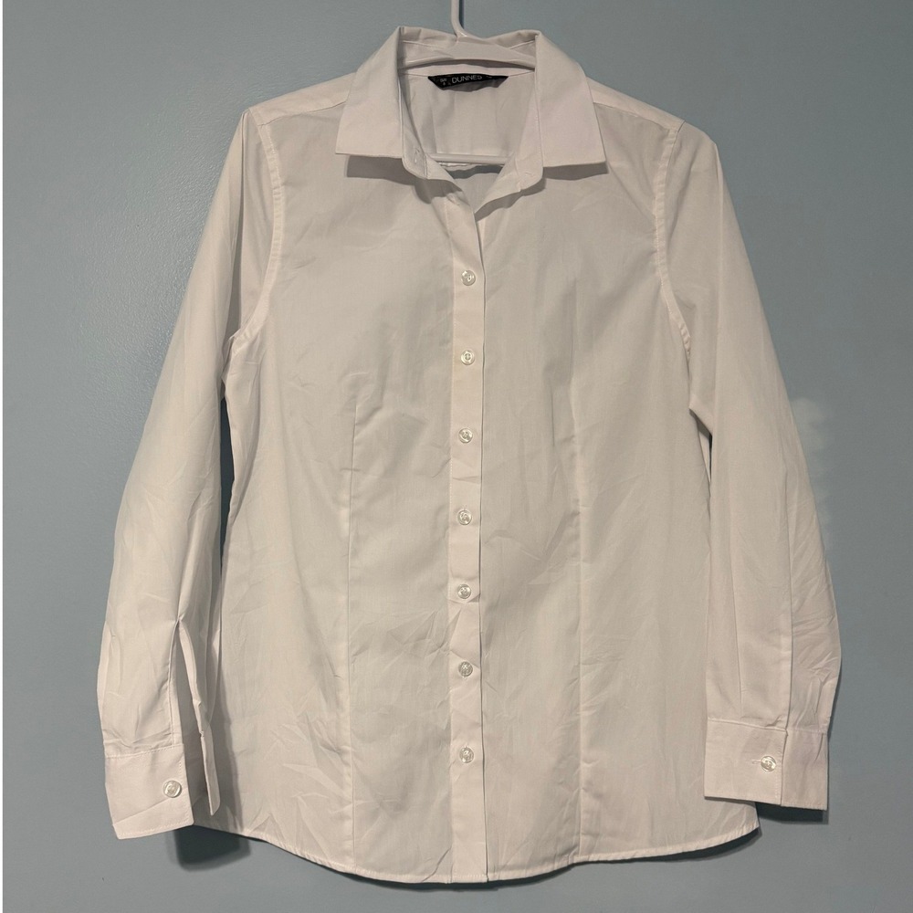Dunnes Stores Women's 8 EUR 36 White Button Down Long‎ Sleeve Shirt 1112